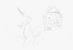 Size: 1374x952 | Tagged: safe, artist:abronyaccount, princess celestia, alicorn, pony, newbie artist training grounds, offscreen character, teacup, traditional art, window