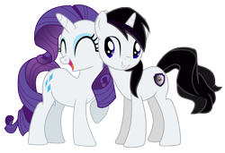 Size: 3768x2573 | Tagged: safe, artist:barrfind, rarity, oc, oc:barrfind, pony, unicorn, canon x oc, cuddling, female, male, rarifind, shipping, simple background, smiling, snuggling, straight, transparent background, vector