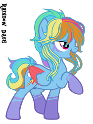 Size: 1176x1568 | Tagged: safe, artist:starling-sentry-yt, derpibooru import, rainbow dash, pegasus, pony, alternate design, alternate hairstyle, female, mare, simple background, solo, transparent background, two toned wings