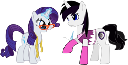 Size: 8454x4329 | Tagged: safe, artist:barrfind, rarity, oc, oc:barrfind, pony, unicorn, absurd resolution, canon x oc, clothes, crossdressing, cutie mark, dress, female, glasses rarity, male, rarifind, shipping, simple background, socks, straight, transparent background, vector