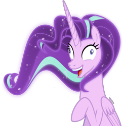 Size: 4000x4112 | Tagged: safe, artist:orin331, starlight glimmer, alicorn, pony, absurd resolution, alicornified, ethereal mane, faic, i didn't listen, meme, open mouth, race swap, raised hoof, simple background, starlicorn, transparent background, xk-class end-of-the-world scenario