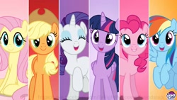 Size: 2048x1152 | Tagged: safe, derpibooru import, applejack, fluttershy, pinkie pie, rainbow dash, rarity, twilight sparkle, twilight sparkle (alicorn), alicorn, earth pony, pegasus, pony, unicorn, mane six