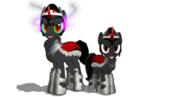 Size: 1191x670 | Tagged: safe, artist:ray670, artist:zoroark67, derpibooru import, king sombra, pony, unicorn, 3d, curved horn, mmd, red eyes, simple background, size difference, sombra eyes, transparent background