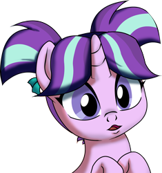 Size: 3761x4000 | Tagged: safe, artist:buttercupsaiyan, derpibooru exclusive, starlight glimmer, pony, unicorn, cute, female, filly, filly starlight glimmer, glimmerbetes, pigtails, shading, simple background, solo, transparent background, younger