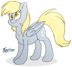 Size: 3000x2800 | Tagged: safe, artist:fluffyxai, derpy hooves, pegasus, pony, cute, derpabetes, female, mare, simple background, smiling, solo, standing, transparent background