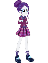 Size: 1536x2048 | Tagged: safe, artist:psshdjndofnsjdkan, rarity, equestria girls, alternate universe, clothes, crystal prep academy uniform, ear piercing, earring, jewelry, piercing, school uniform, shoes, simple background, socks, solo, transparent background