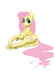 Size: 1693x2315 | Tagged: safe, artist:pwnyville, fluttershy, pegasus, pony, simple background, solo, underhoof, white background