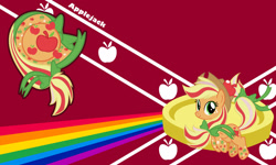 Size: 2000x1200 | Tagged: safe, artist:evilarticfox, artist:vector-brony, edit, applejack, earth pony, pony, apple, cutie mark, rainbow power, vector, wallpaper, wallpaper edit