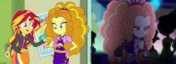 Size: 1378x500 | Tagged: safe, screencap, adagio dazzle, lemon zack, sunset shimmer, better together, equestria girls, find the magic, rainbow rocks, background human, female, headcanon, headcanon in the description, music video, offscreen character