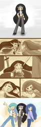 Size: 1000x3083 | Tagged: safe, artist:howxu, derpibooru import, king sombra, princess celestia, princess luna, queen umbra, human, chibi, comic, flashback, humanized, purse, redemption, rule 63, sepia, sword, weapon