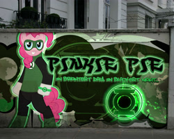 Size: 1280x1024 | Tagged: safe, pinkie pie, earth pony, pony, crossover, female, graffiti, green lantern, mare, pink coat, pink mane