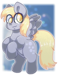 Size: 950x1263 | Tagged: safe, artist:watermelonthecat, derpy hooves, pegasus, cute, derpabetes, eye clipping through hair, solo