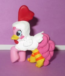 Size: 1368x1600 | Tagged: safe, pinkie pie, chicken, earth pony, pony, blind bag, chicken suit, clothes, custom, nightmare night, toy