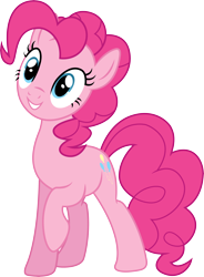 Size: 3486x4729 | Tagged: safe, artist:illumnious, pinkie pie, earth pony, pony, cute, diapinkes, raised hoof, simple background, smiling, solo, transparent background, vector