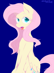 Size: 674x906 | Tagged: safe, artist:divided-s, fluttershy, pegasus, pony, fangs, female, mare, solo