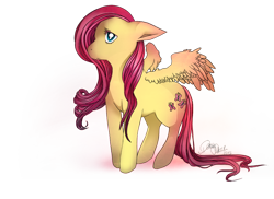 Size: 1024x744 | Tagged: safe, artist:denine thode, fluttershy, pegasus, pony, female, mare, sad, solo