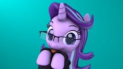 Size: 1920x1080 | Tagged: safe, artist:laylahorizonsfm, starlight glimmer, pony, unicorn, 3d, :p, clothes, cute, glasses, glimmerbetes, solo, tongue out