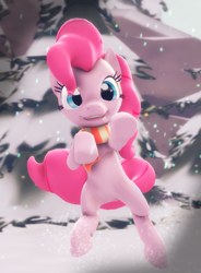 Size: 1059x1440 | Tagged: safe, artist:amfixer, pinkie pie, earth pony, pony, 3d, clothes, scarf, solo