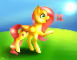 Size: 1800x1400 | Tagged: safe, artist:kayak94, fluttershy, pegasus, pony, female, mare, pink mane, solo, yellow coat