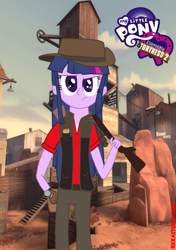 Size: 749x1066 | Tagged: safe, artist:kaitoblacker, derpibooru import, twilight sparkle, equestria girls, my little pony logo, sniper, solo, team fortress 2, twilight sniper