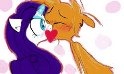 Size: 1280x768 | Tagged: safe, artist:martapd2, rarity, pony, unicorn, blushing, crossover, crossover shipping, heart, kissing, shipping, wander over yonder