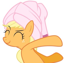 Size: 464x461 | Tagged: safe, artist:bluse, applejack, earth pony, pony, female, show accurate, simple background, solo, towel, white background