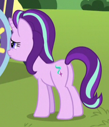 Size: 246x287 | Tagged: safe, screencap, starlight glimmer, pony, unicorn, a horse shoe-in, butt, cropped, plot, solo