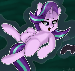 Size: 1067x1001 | Tagged: safe, artist:llametsul, starlight glimmer, pony, unicorn, atg 2020, chest fluff, controller, cute, female, floating, horn, levitation, magic, magic aura, mare, newbie artist training grounds, open mouth, self-levitation, shoulder fluff, smiling, telekinesis