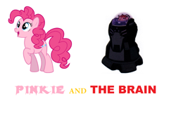 Size: 1568x1008 | Tagged: safe, pinkie pie, earth pony, pony, dc comics, pink text, pinky and the brain, pun, reference, teen titans, the brain (dc), young justice