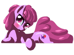 Size: 1024x768 | Tagged: safe, artist:snus-kun, berry punch, berryshine, earth pony, pony, female, head tilt, mare, simple background, smiling, solo, transparent background
