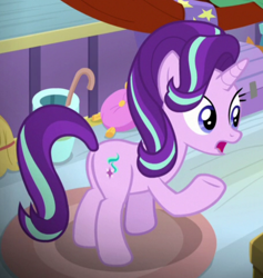 Size: 682x718 | Tagged: safe, screencap, starlight glimmer, pony, unicorn, a horse shoe-in, butt, cropped, plot, solo