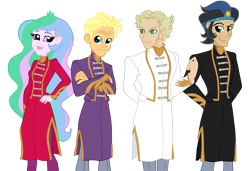 Size: 3596x2453 | Tagged: safe, artist:edcom02, artist:jmkplover, derpibooru import, king sombra, princess celestia, principal celestia, equestria girls, colored, crossover, digital art, equestria girls-ified, good king sombra, gordon ramsay, jean-michel roger, yu-gi-oh! arc-v