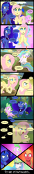 Size: 1000x5150 | Tagged: safe, artist:coltsteelstallion, big macintosh, fluttershy, princess celestia, princess luna, smarty pants, spike, alicorn, dragon, earth pony, pegasus, pony, comic:a love letter, celestimac, comic, creeper, dialogue, fluttermac, levitation, love triangle, magic, male, misspelling, now you fucked up, oh shit, shipping, stallion, straight, telekinesis, this will end in tears and/or a journey to the moon, this will end in tears and/or death, what a twist, what have you done?!, you imbecile! you've doomed us all!