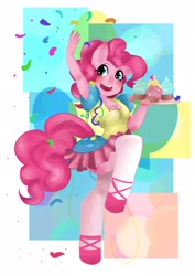 Size: 1450x2048 | Tagged: safe, artist:fierrequin, pinkie pie, anthro, unguligrade anthro, cupcake, solo