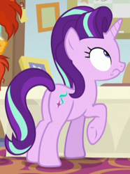 Size: 273x366 | Tagged: safe, screencap, starlight glimmer, sunburst, unicorn, a horse shoe-in, butt, cropped, plot, solo focus