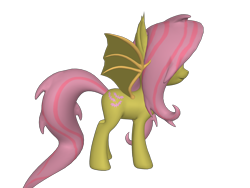 Size: 1200x900 | Tagged: safe, fluttershy, bat pony, pony, bats!, season 4, 3d, bat wings, female, flutterbat, mare, ponylumen, red eyes, side view