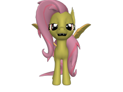 Size: 1200x900 | Tagged: safe, fluttershy, bat pony, pony, bats!, season 4, 3d, face, fangs, female, flutterbat, front view, hissing, mare, ponylumen, red eyes