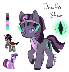 Size: 830x862 | Tagged: safe, artist:koteikow, derpibooru import, king sombra, twilight sparkle, twilight sparkle (alicorn), alicorn, pony, unicorn, armor, fusion, sombra eyes, xk-class end-of-the-world scenario