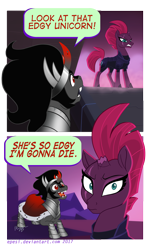 Size: 1092x1818 | Tagged: safe, artist:epesi, derpibooru import, fizzlepop berrytwist, king sombra, tempest shadow, pony, unicorn, my little pony: the movie, armor, broken horn, cape, clothes, comic, confused, curved horn, cute, despicable me, dialogue, edgy, eye scar, fanboy, female, glare, gritted teeth, horn, hypocrisy, hypocritical humor, looking at you, male, mare, meme, open mouth, parody, raised eyebrow, scar, shipping, smiling, sombradorable, sombrest, speech bubble, stallion, straight, wat, when he smiles, wide eyes