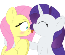 Size: 2044x1718 | Tagged: safe, artist:icy wings, fluttershy, rarity, pegasus, pony, unicorn, blushing, cute, female, flarity, lesbian, licking, shipping, tongue out