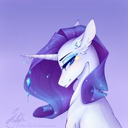 Size: 2160x2160 | Tagged: safe, artist:niks-696, rarity, pony, unicorn, bust, gem, gradient background, jewelry, portrait, solo