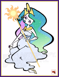 Size: 1275x1650 | Tagged: safe, artist:plasticpoppy, princess celestia, human, clothes, dress, humanized, preglestia, pregnant, solo