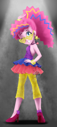 Size: 326x720 | Tagged: safe, artist:noncansee, pinkie pie, equestria girls, friendship through the ages, bare shoulders, new wave pinkie, rockin' hair, sleeveless, solo, strapless