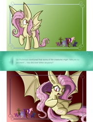 Size: 1280x1672 | Tagged: safe, artist:heir-of-rick, fluttershy, duality, fangs, flutterbat, fullmetal alchemist, impossibly large ears, miss pie's monsters, reference, solo, species swap