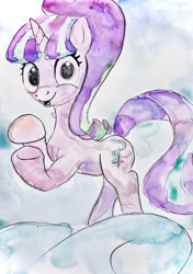 Size: 1410x2000 | Tagged: safe, artist:mandumustbasukanemen, starlight glimmer, pony, unicorn, the cutie re-mark, atg 2020, female, good job, mare, newbie artist training grounds, scene interpretation, solo, starlight says bravo, traditional art, watercolor painting