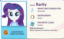 Size: 626x385 | Tagged: safe, rarity, equestria girls, eqg profiles, official, solo, that pony sure does love fashion