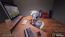 Size: 1920x1080 | Tagged: safe, artist:chaotrix, derpibooru import, derpy hooves, pegasus, pony, 3d, computer, derpibooru, female, mare, meta, solo, source filmmaker