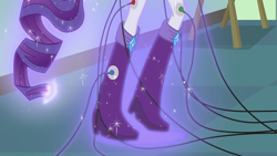 Size: 1280x720 | Tagged: safe, rarity, equestria girls, friendship games, the science of magic, boots, cables, high heel boots, jewelry, legs, pictures of legs, ponytail, solo