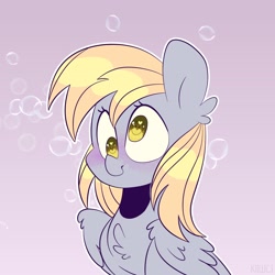 Size: 2048x2048 | Tagged: safe, artist:flustored, derpy hooves, pegasus, pony, bubble, chest fluff, colored pupils, cute, derpabetes, ear fluff, female, heart eyes, high res, mare, solo, wingding eyes