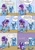 Size: 2480x3507 | Tagged: safe, artist:mcsplosion, starlight glimmer, pony, unicorn, comic:horsemates, apartment, awkward smile, comic, countertop, drunk, drunker glimmer, existential crisis, facedesk, facehoof, faint, human to pony, magic, male to female, mental shift, post-transformation, rule 63, sweat, transformation, transgender transformation